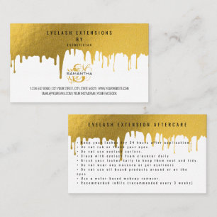 Lash Aftercare Instructions Gold Drips Business Card