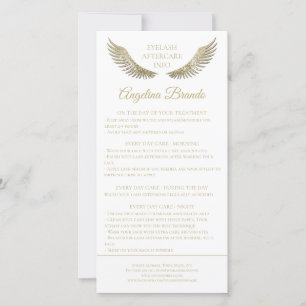 Lash Aftercare Instructions Gold Glitter Wings Thank You Card