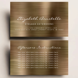 Lash Aftercare Instructions Gold Metallic Business Card