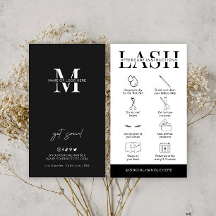 Lash Aftercare Instructions Minimalist Logo Salon Business Card