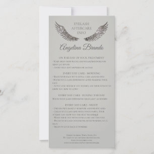 Lash Aftercare Instructions Silver Glitter Wings Thank You Card