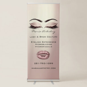 Lash And Brow Culture Rose Lips Eyes Blush Retractable Banner