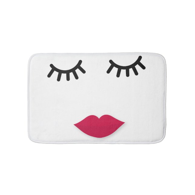 Lash and Red Lip Sweet Girl Portrait Bath Mat (Front)