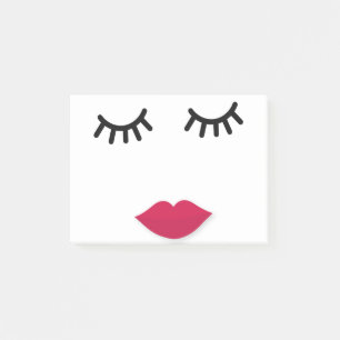 Lash and Red Lip Sweet Girl Portrait Post-it Notes