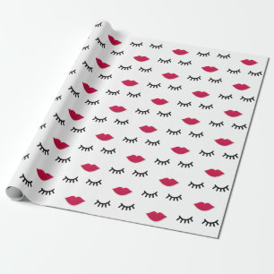Lash and Red Lip Sweet Girl Portrait Wrapping Paper