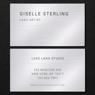 Lash Artist Silver Metallic Professional Business Card