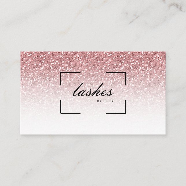 Lash Bar Beauty Salon Rose Gold Glitter Business Card (Front)