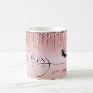 Lash Boss Long Lashes Rose Gold Dripping Gold Coffee Mug