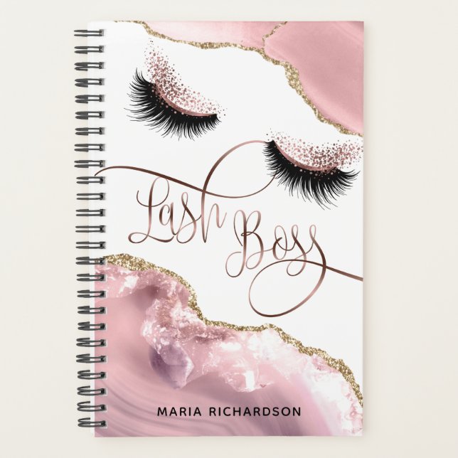 Lash Boss Makeup Eyebrow Eyes Lashes Blush pink Planner (Front)