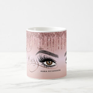 Lash Boss Makeup Eyebrow Eyes Lashes Dripping Gold Coffee Mug