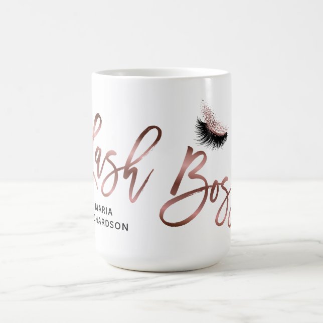 Lash Boss Makeup Eyebrow Eyes Lashes Rose Gold Coffee Mug (Center)