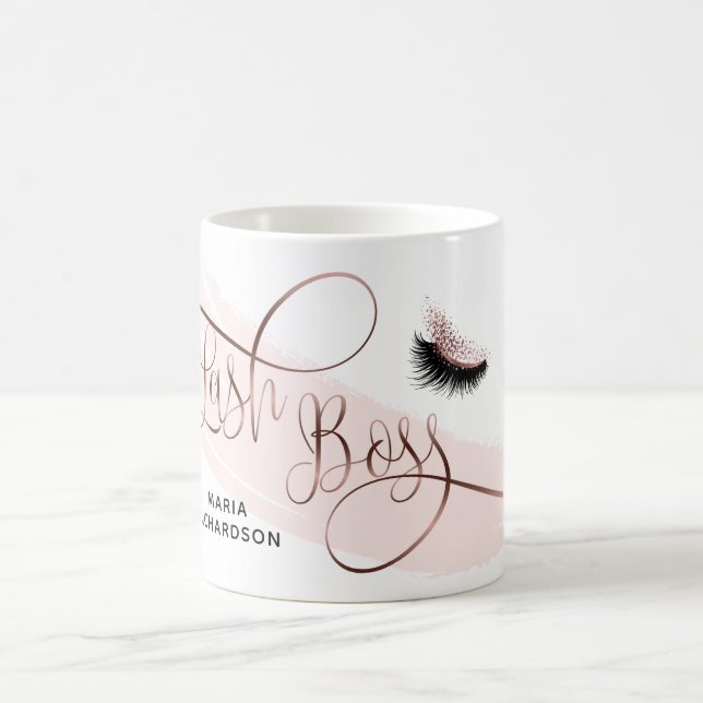 Lash Boss Makeup Eyebrow Eyes Lashes Rose Gold Coffee Mug (Center)
