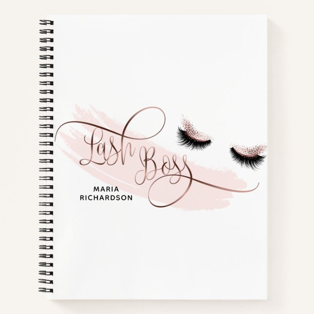 Lash Boss Makeup Eyebrow Eyes Lashes Rose Gold Notebook (Front)