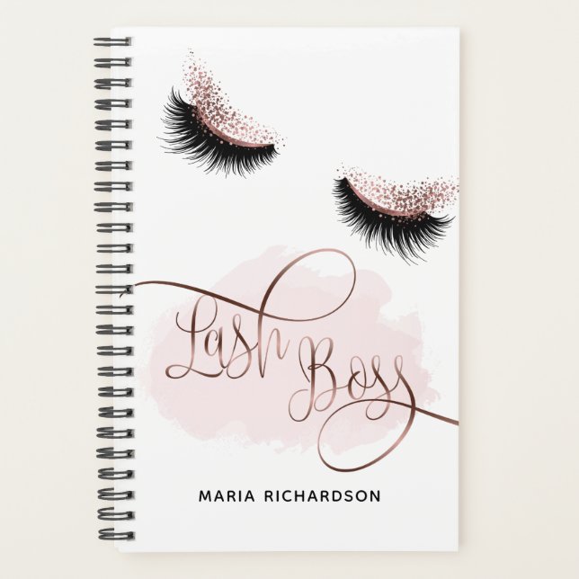 Lash Boss Makeup Eyebrow Eyes Lashes Rose Gold Planner (Front)