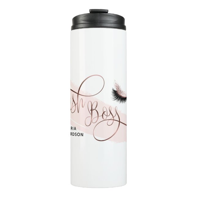 Lash Boss Makeup Eyebrow Eyes Lashes Rose Gold Thermal Tumbler (Front)