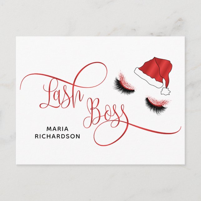 Lash Boss Santa Lashes Christmas Postcard (Front)