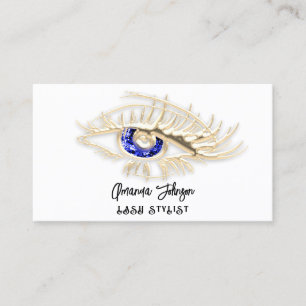 Lash Brow Makeup Logo White Blue Eye Qr Code Gold Business Card