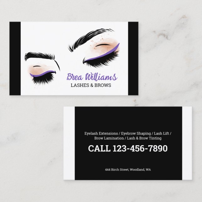 👁️ Lash & Brow Makeup Professional Business Card (Front/Back)