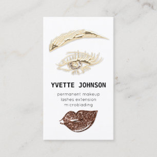 Lash Brow Permanent Makeup Logo QR Code Glitter Business Card