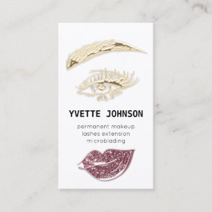 Lash Brow Permanent Makeup Logo QRCode Rose Business Card