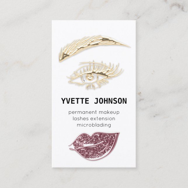 Lash Brow Permanent Makeup Logo QRCode Rose Business Card (Front)