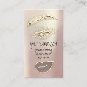 Lash Brow Permanent Makeup QRCode Gold Glitt Lips Business Card