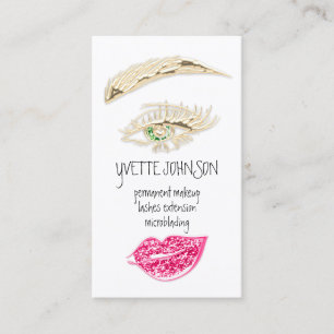 Lash Brow Permanent Makeup QRCode Gold Kiss Green  Business Card