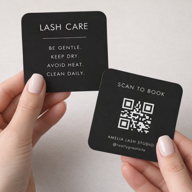 Lash Care Instructions QR Code Square Card (Creator Uploaded)