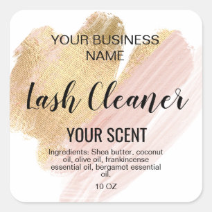 lash cleaner gold blush pink classic  square  square sticker