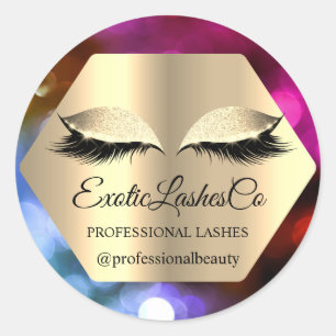 Lash Cleaner Pink Gold Name Instagra Social Classic Round Sticker