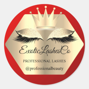 Lash Cleaner Red Gold Name Instagra Princess Classic Round Sticker