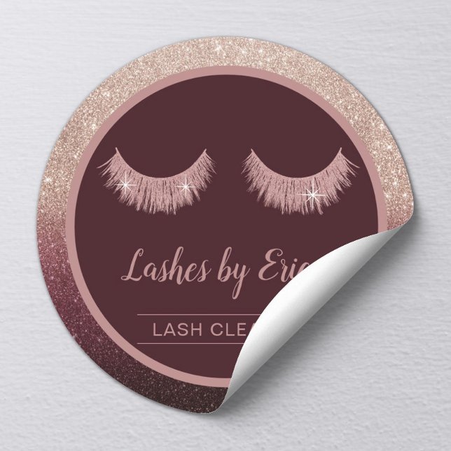 Lash Cleaner Rose Gold Ombre Eyelash Extensions Classic Round Sticker (Creator Uploaded)