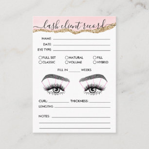 Lash Client Record Add Logo Blush Pink Agate Busin Business Card