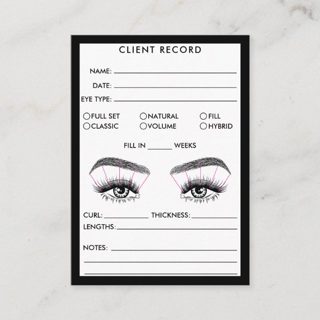Lash Client Record Add Logo  Business Card (Front)