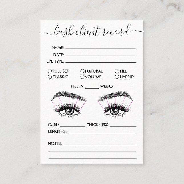 Lash Client Record Add Logo Simple Modern Minimal Business Card (Front)