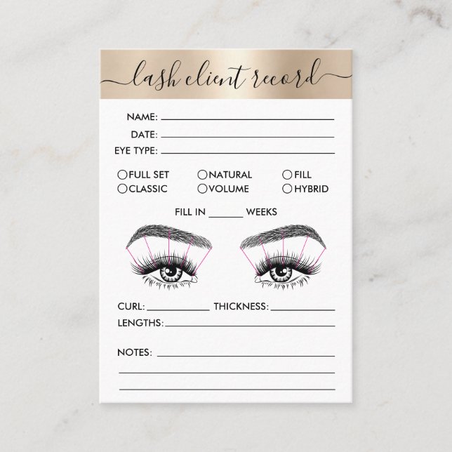 Lash Client Record Add Logo Simple Modern Minimal  Business Card (Front)