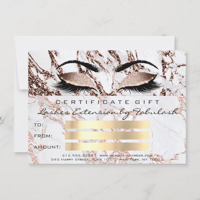 Lash Copper Marble Makeup Artist Certificate Gift (Front)