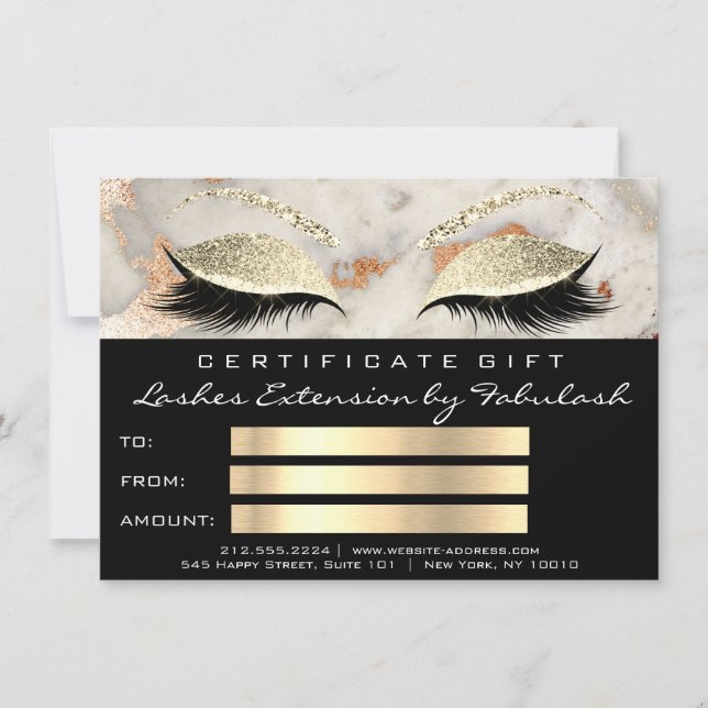 Lash Coral Marble Makeup Black Certificate Gift (Front)