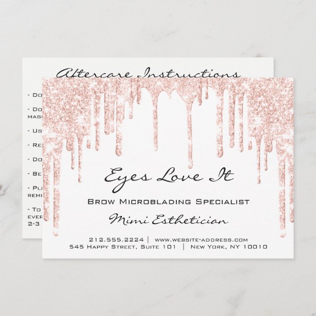 Lash Extension Aftercare Instruction Spark Glitter Invitation (Front/Back)