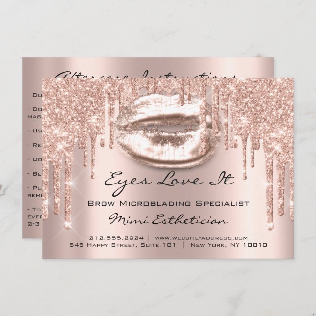 Lash Extension Aftercare Instruction Spark Kiss Invitation (Front/Back)