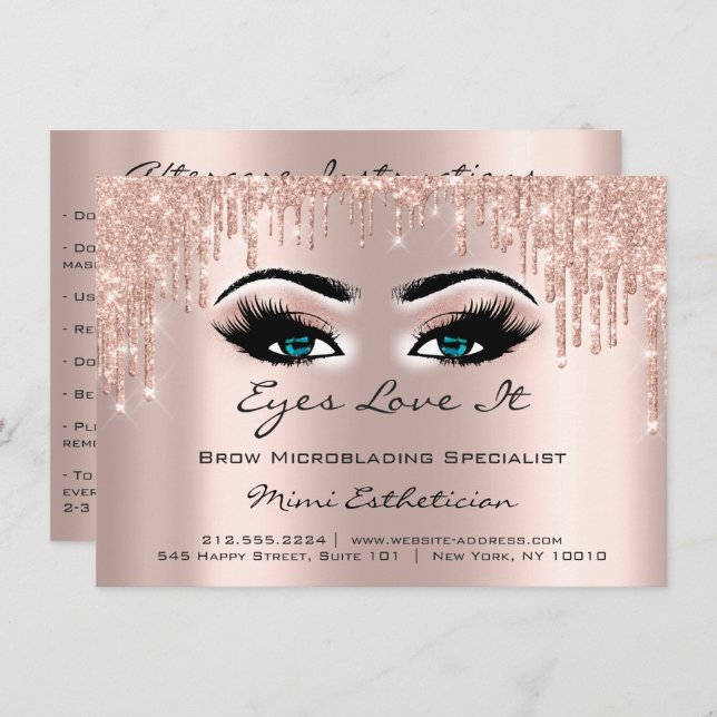 Lash Extension Aftercare Instructions Blue Eyes Invitation (Front/Back)