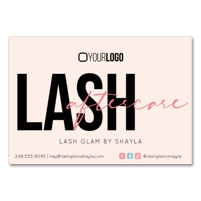 Lash Extension Aftercare Instructions Care Card (Front)
