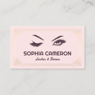 Lash Extension Brows Artist Pink and Gold Business Card