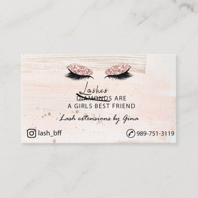Lash Extension Business Card - Classy Pink (Front)