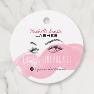Lash extension Lashes Brow Pink Lash Aftercare Kit Favour Tags