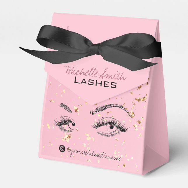 Lash extension Lashes Gold Glitter Aftercare Kit Favour Box (Front Side)