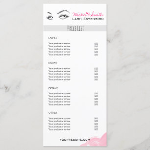 Lash extension Minimalist Lash Services Price List Menu