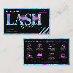 Lash Extensions Aftercare Holographic Glitter Eyes Business Card