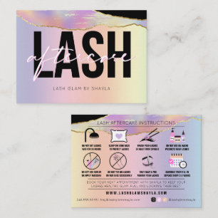 Lash Extensions Aftercare Holographic Rainbow Business Card