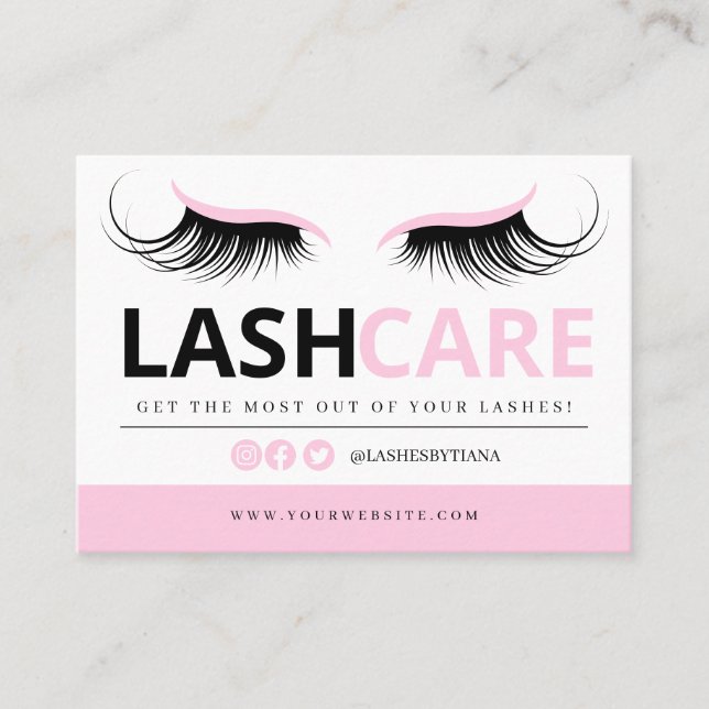 Lash Extensions Aftercare Instructions Business Ca Business Card (Front)